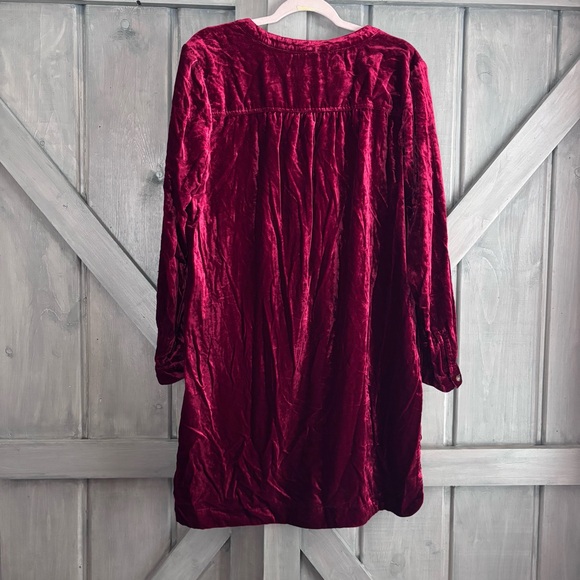 Anthropologie Deep Red Cranberry Velvet Shirt Dress‎ Size M - Picture 8 of 8
